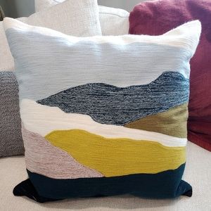 West Elm Crewel Landscape Pillow Cover + Pillow